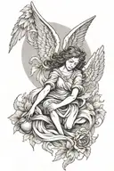 Angel Being fall tattoo design idea