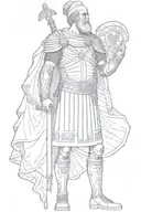 publius cornelius scipio africanus in a full body statuesque style in roman military uniforms tattoo design idea