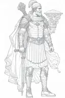 publius cornelius scipio africanus in a full body statuesque style in roman military uniforms tattoo design idea