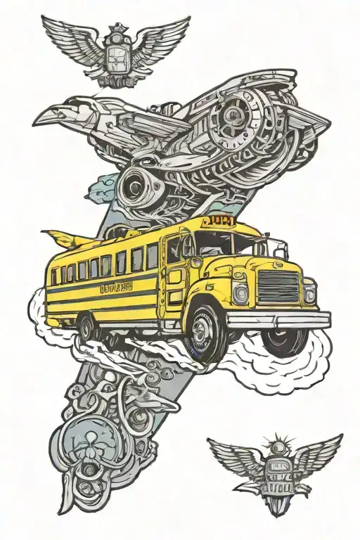 school bus Air Force veteran grandma memory tattoo tattoo design idea