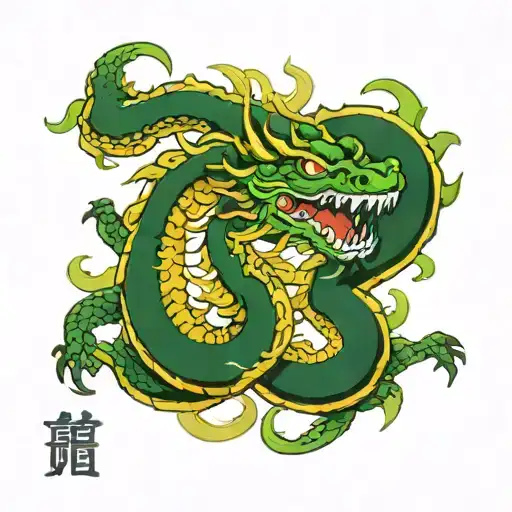 shenlong with name perla in japanese dragon tattoo design idea