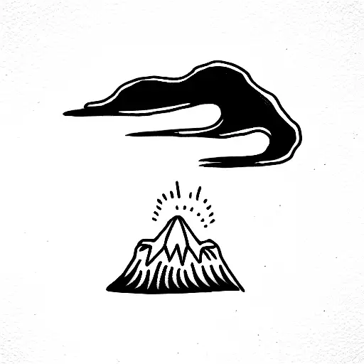 Cat with volcano tattoo design idea