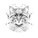 Cat with volcano tattoo design idea