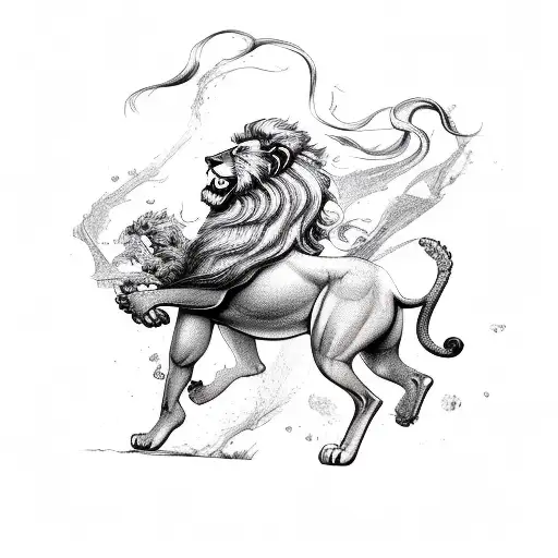 lion, horse & Neptune  tattoo design idea