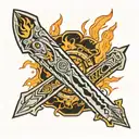 Bowie Knife surrounded by fire tattoo design idea