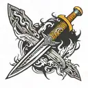 Bowie Knife surrounded by fire tattoo design idea