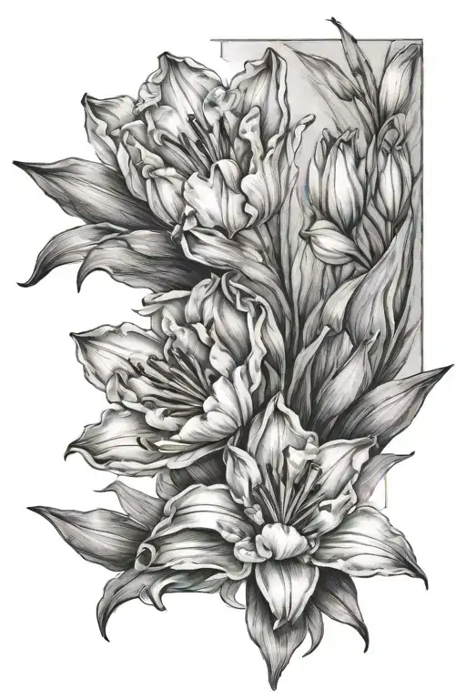 tulip and lily tattoo design idea