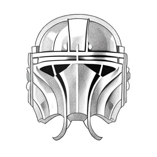 American football player wearing a Mandalorian helmet tattoo design idea