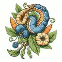 blueberry, carrot, and shrimp tattoo design idea