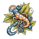 blueberry, carrot, and shrimp tattoo design idea