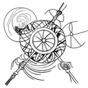 A unique tattoo featuring a windmill and flowers merging together in a surreal way tattoo design idea