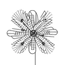 A minimalist representation of a windmill made entirely out of flowers tattoo design idea