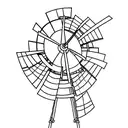 A minimalist representation of a windmill made entirely out of flowers tattoo design idea