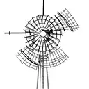 A minimalist representation of a windmill made entirely out of flowers tattoo design idea