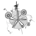 A delicate windmill design intertwined with a beautiful bouquet of flowers tattoo design idea