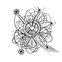 A delicate windmill design intertwined with a beautiful bouquet of flowers tattoo design idea