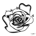 yellow roses with forget-me-nots, butterflies and hearts tattoo design idea