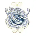 yellow roses, forget-me-nots, butterflies and hearts tattoo design idea
