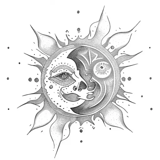 Sun and Moon tattoo design idea