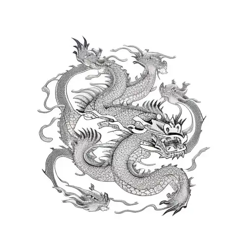 Dragon with koi fish tattoo design idea