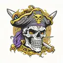 pirate skull raiders logo morphed tattoo design idea
