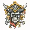 pirate skull raiders logo morphed tattoo design idea