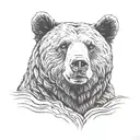 A brown bear with a calm gaze. The meaning of being happy alone tattoo design idea