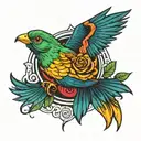 rays and a quetzal tattoo design idea