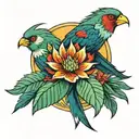 rays and a quetzal tattoo design idea