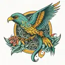 rays and a quetzal tattoo design idea