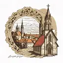 Šiauliai St. the cathedral of Peter and Paul the Apostle and the mountain of crosses in the background, I want the tattoo to reflect Siauliai tattoo design idea