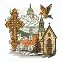 Šiauliai St. the cathedral of Peter and Paul the Apostle and the mountain of crosses in the background, I want the tattoo to reflect Siauliai tattoo design idea