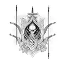 caveira com cobra e folhas  tattoo design idea