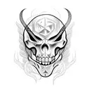 caveira com cobra e folhas  tattoo design idea