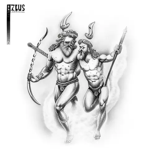 zeus y poseidon tattoo design idea