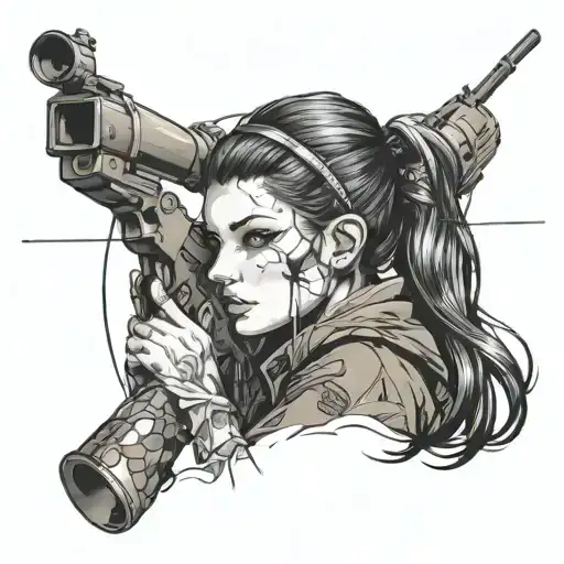 sniper girl tattoo design idea