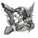 sniper girl tattoo design idea