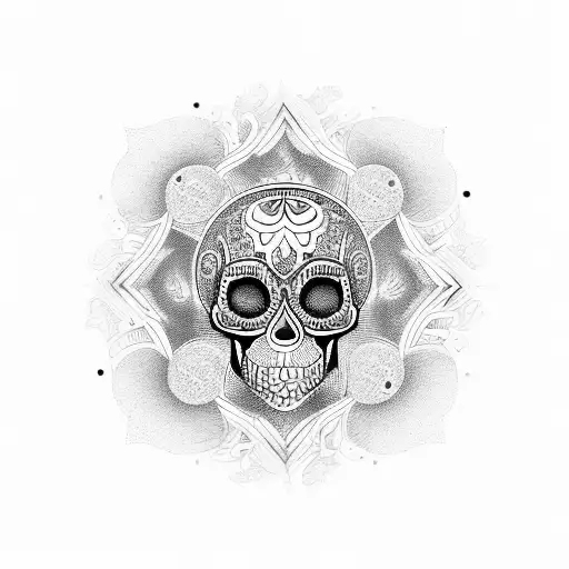 Mandala with skull tattoo design idea