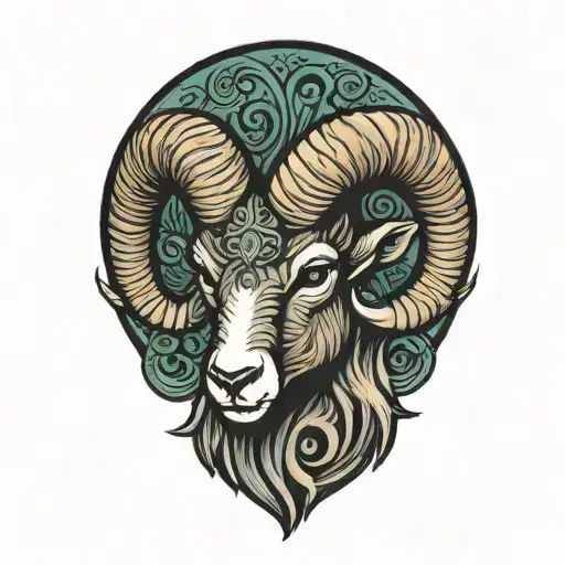 ram head profile holding tattoo design idea
