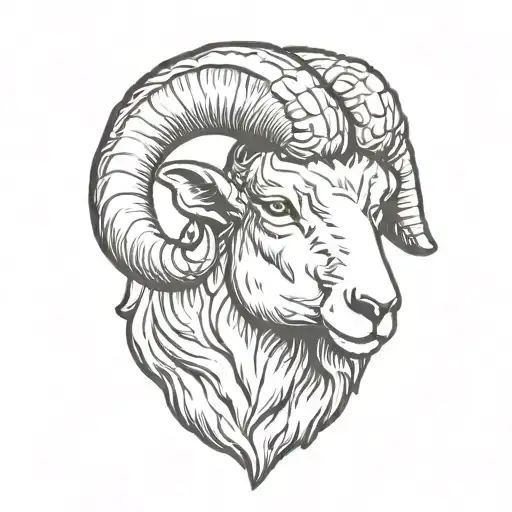 ram head profile holding tattoo design idea