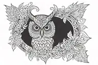 Owlhead mandala throat tattoo wide tattoo design idea