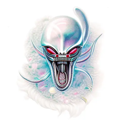 xenomorph girly flowers space tattoo design idea