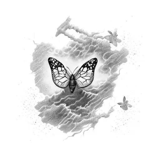 vertical narrow tattoo: butterfly emerging from a scar representing the triumph of inner strength over past traumas tattoo design idea