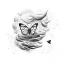 vertical narrow tattoo: butterfly emerging from a scar representing the triumph of inner strength over past traumas tattoo design idea