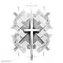 A cross made of car parts tattoo design idea