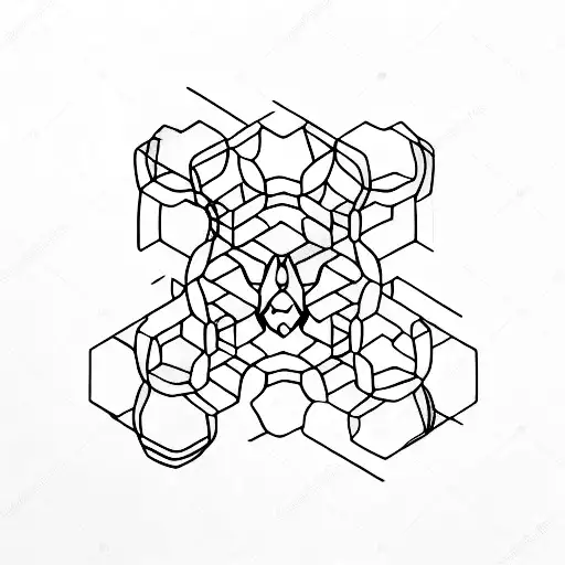 A minimalist tattoo of a hexagonal wood carving tool with coffee beans inside tattoo design idea