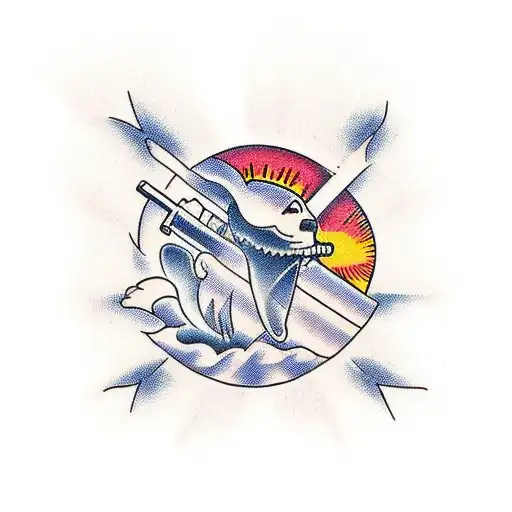 gun sunrise Michigan  tattoo design idea