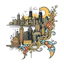 Chicago skyline with Christmas lights   tattoo design idea