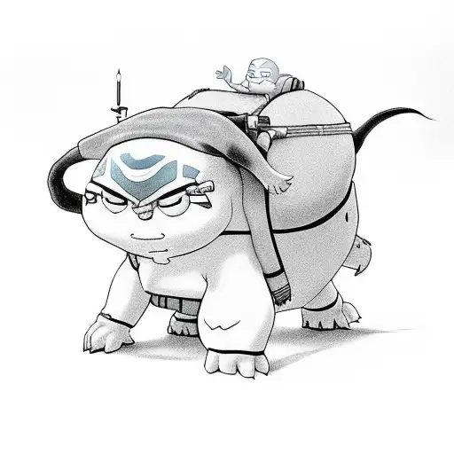 stewie from family guy ridding appa from avatar the last airbender tattoo design idea