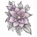 Purple flower looking straight down at it with extras added for epilepsy tattoo design idea